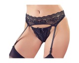 Cottelli - csipke harisnyatartó és tanga (fekete)