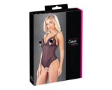 Cottelli - csipkés, gyöngyös nyitott body (fekete)