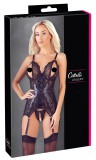 Cottelli - csipkés nyitott felső és tanga (fekete)