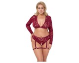 Cottelli Curves - hosszú ujjú csipke szett (piros)