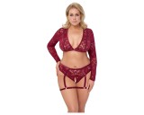 Cottelli Curves - hosszú ujjú csipke szett (piros)