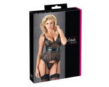 Cottelli - fényes csíkos, átlátszó felső (fekete)