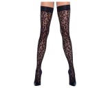 Cottelli Legwear - párduc mintás combfix (fekete)