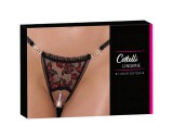 Cottelli - luxus, rózsás gyöngyös tanga (fekete)