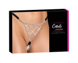 Cottelli - nyitott string tanga ezüst dísszel - fekete (S-L)