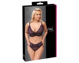 Cottelli Plus Size - áttetsző mintás melltartó szett (lila)