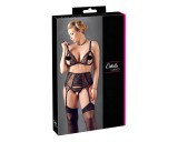 Cottelli Plus Size - Csipke fehérnemű trió (fekete)