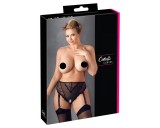 Cottelli Plus Size - csipke harisnyatartós bugyi (fekete)