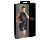 Cottelli Plus Size - fényes chiffon ruha (fekete)