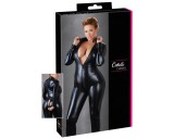 Cottelli Plus Size - fényes hosszúujjú party overál (fekete)