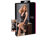 Cottelli Plus Size - fényes ruha csipkével (fekete)