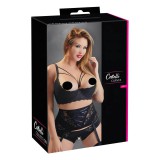 Cottelli Plus Size - pántos, gyűrűs mellemelő (fekete)