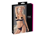 Cottelli - strasszos láncos, szatén mellemelő szett (fekete)