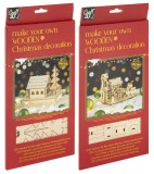 CRAFT ID Karácsonyi fa dekoráció készítő kreatív szett, 2 féle, ház fenyőfával vagy télapó szánja (30x6,4cm)