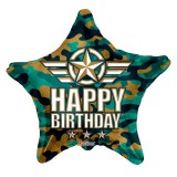 Csillag alakú katonai mintás fólia lufi 45cm
