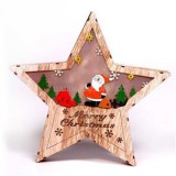 Csillag alakú Télapó mintás/30x30cm/meleg fehér LED-es fa fénydekoráció (IRIS_310-03)