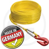 Csörlőkötél fémgyűrűvel megerősített hurokkal és rövidítőhoroggal 10mm 50m 9,9t