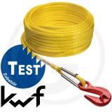 Csörlőkötél fémgyűrűvel megerősített hurokkal és rövidítőhoroggal 16mm 60m 21t