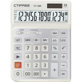 CTIFREE CT-140E fehér ergonómikus számológép, 145x198mm, 14 számjegy, dual power, 2 év garancia