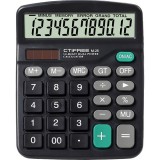 CTIFREE M-28 fekete számológép, 120x150mm, 12 számjegy, dual power, 2 év garancia