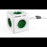 Cubenest Powercube Extended elosztó 5x aljzat 1.5m fehér-zöld (6974699971269) (6974699971269)
