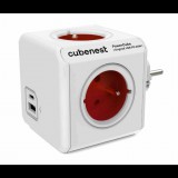 Cubenest Powercube Original elosztó 4x aljzat 1x USB-A 1x USB-C fehér-piros (6974699971023) (6974699971023)