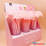 Cuki Pink szilikon virág fekete zselés toll, 0.5mm