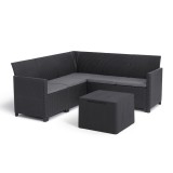 Curver Claire&nbsp;5 személyes kerti sarokgarnitúra párnatartós asztallal grafit