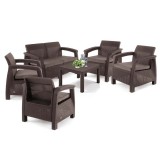 Curver Corfu Big Light kerti bútor szett Chicago asztallal barna