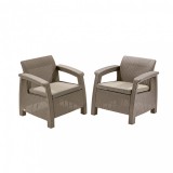 Curver Corfu duo set fotelek, cappuccino színben, homok párnával