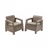 Curver Corfu duo set fotelek, cappuccino színben, homok párnával