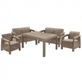 Curver Corfu fiesta set kerti bútor garnitúra, cappuccino színben, homok párnával