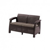Curver Corfu love seat, barna színben, meleg taupe párnával
