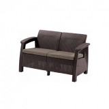 Curver Corfu love seat, barna színben, meleg taupe párnával