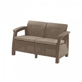 Curver Corfu love seat, cappuccino színben, homok párnával