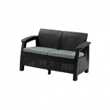 Curver Corfu love seat, grafit színben, világos szürke párnával