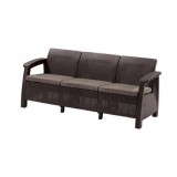 Curver Corfu love seat max kanapé, barna színben, meleg taupe párnával