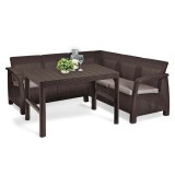 Curver Corfu relax sarokgarnitúra lyon asztallal barna