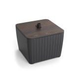 Curver Deco Luzon műrattan napernyőtartós kerti asztal dió-grafit