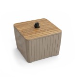 Curver Deco Luzon műrattan napernyőtartós kerti asztal kőrisfa-cappuccino