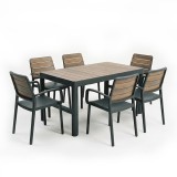 Curver Deco Lyon 6+1 kartámaszos kerti bútor garnitúra szett dió-grafit