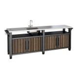 Curver Decocoat unity chef műanyag kerti grill asztal 415l dió