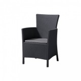 Curver Iowa kerti szék, grafit színben, világos szürke párnával