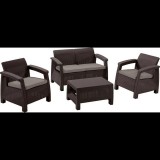 CURVER/KETER KETER 223201 Corfu set kerti bútor garnitúra, barna színben, meleg taupe párnával (223201)