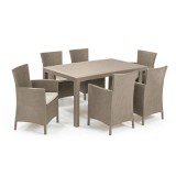 Curver Meliowa 6 fős kerti bútor garnitúra, cappuccino színben, homok párnával