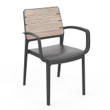 Curver Porto kartámaszos műanyag kerti szék kőrisfa-grafit