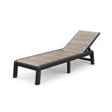 Curver Porto műanyag kerti napozóágy párna nélkül kőrisfa-grafit