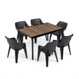 Curver Ravello 6+1 kerti bútor garnitúra szett dió-fekete