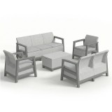 Curver Scandi Big linea duo kerti bútor szett jute tárolós asztallal hamuszürke-világosszürke