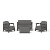 Curver Scandi Box linea duo kerti bútor szett jute tárolós asztallal grafit-hűvösszürke